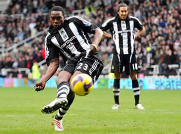 shola-ameobi-penalty Shola: Ready to rejoin the battle of the hitmen.