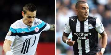 Mathieu Debuchy and Danny Simpson. Mathieu Debuchy and Danny Simpson.