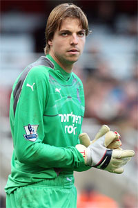 Tim Krul on one of his murderous rampages.