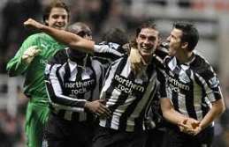 Andy Carroll after scoring for Newcastle United.